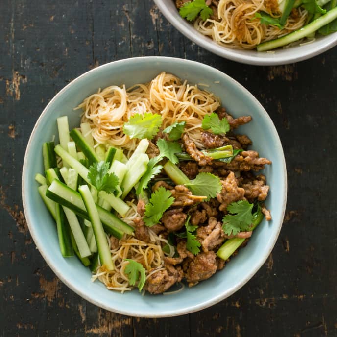 Rice Noodle Bowl with Pork and Scallions Cook's Country Recipe