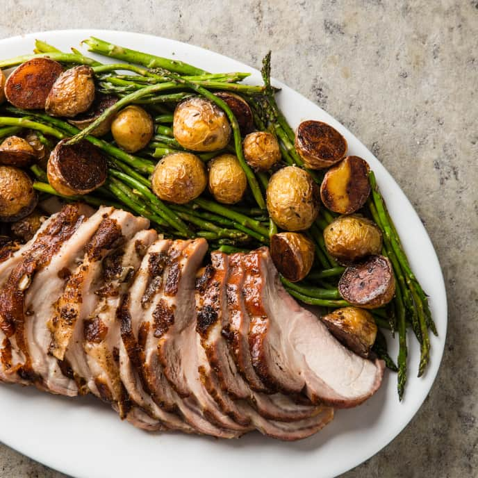 Rack of Pork with Potatoes and Asparagus | America's Test Kitchen Recipe