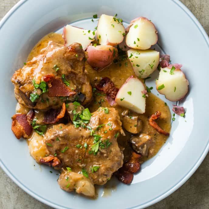 SlowCooker Coq Au Vin with White Wine America's Test Kitchen Recipe