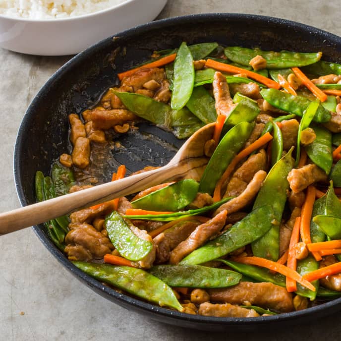 Cashew Pork with Snow Peas and Ginger