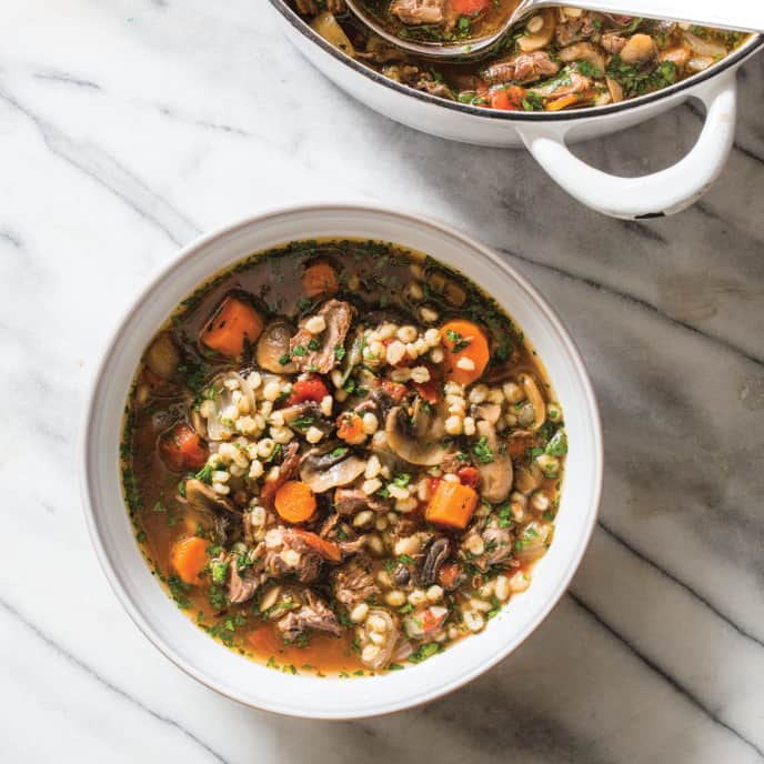 Beef Barley Soup with Mushrooms and Thyme America's Test Kitchen Recipe