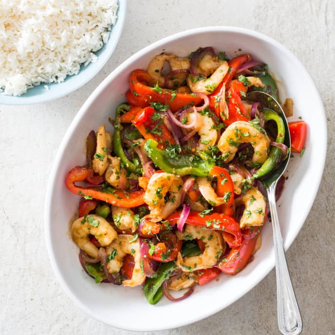 StirFried Shrimp with Onion, Bell Peppers, and Cumin America's Test