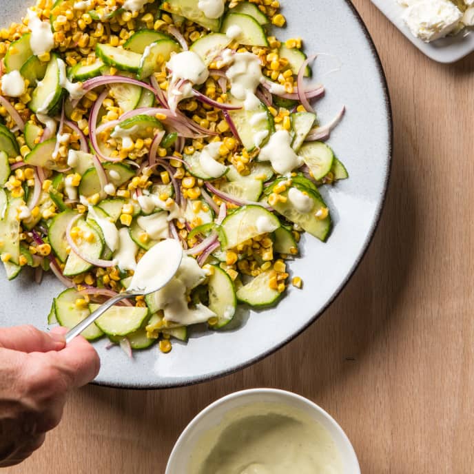 Corn and Cucumber Salad with Red Bell Pepper and Cilantro