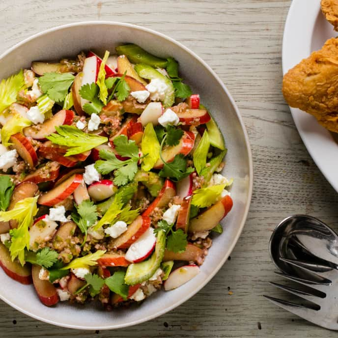 Rhubarb, Celery, and Radish Salad with Feta and Cilantro