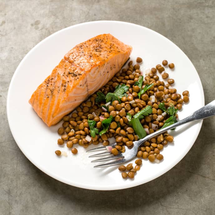 PanSeared Salmon with Lentil Salad Cook's Country Recipe