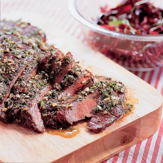 Grilled Flank Steak with Garlic-Parsley Sauce