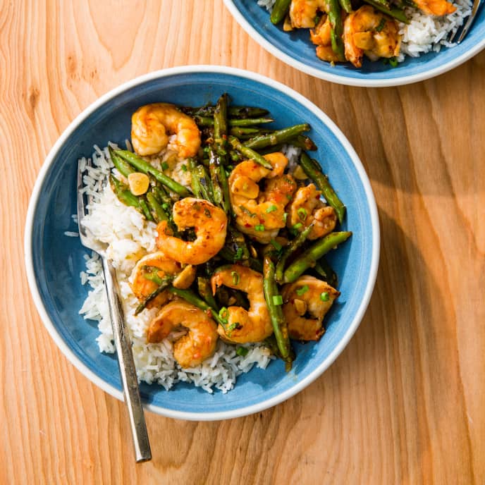 Shrimp and Green Bean Stir-Fry for Two