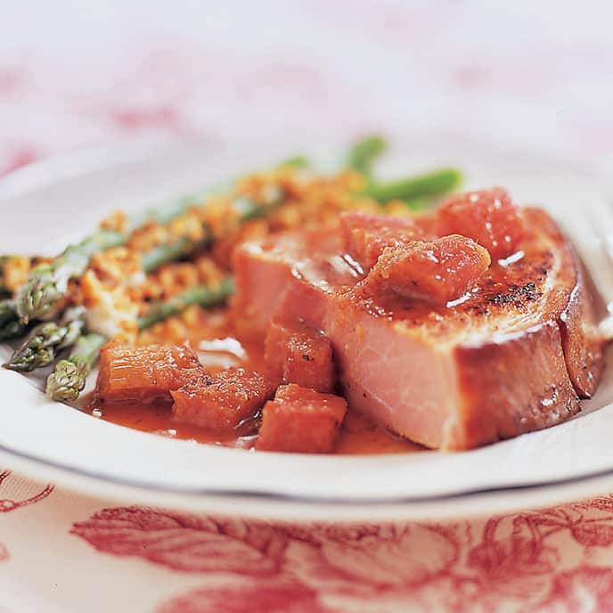 Ham Steak with Rhubarb Sauce