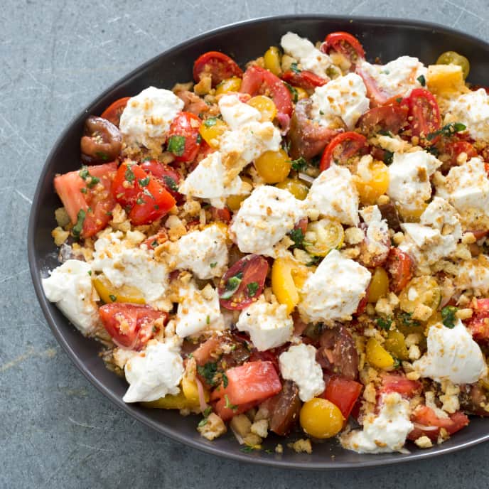 Tomato And Burrata Salad With Pangrattato And Basil America S