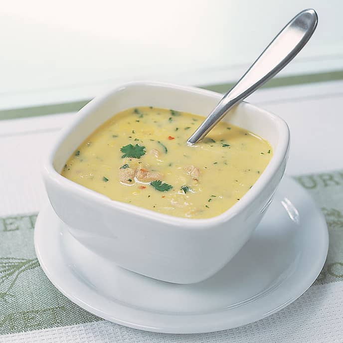 Corn and Chicken Soup with Coconut Milk and Ginger