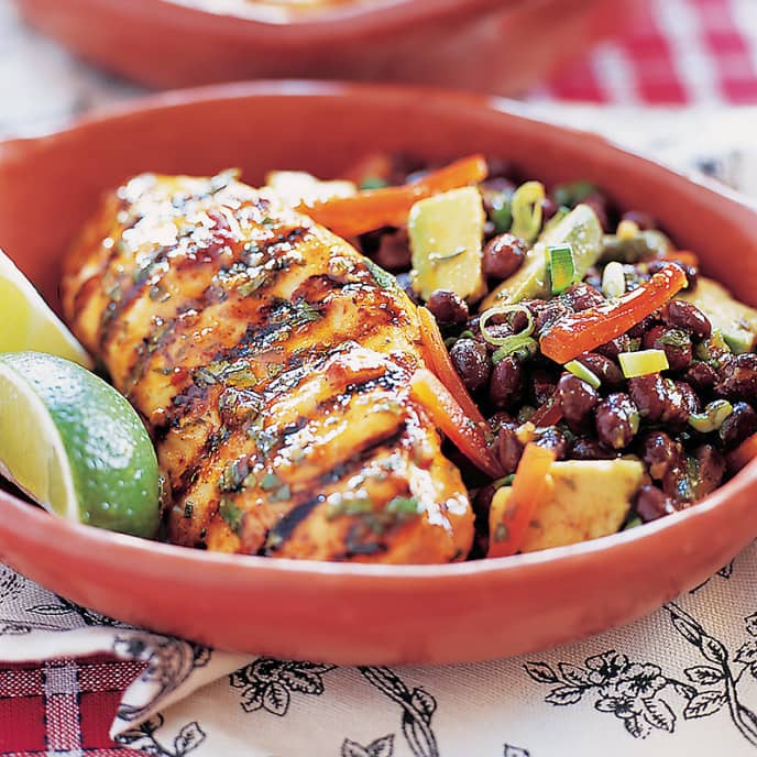 Grilled Spicy Lime Chicken with Black Bean and Avocado Salad