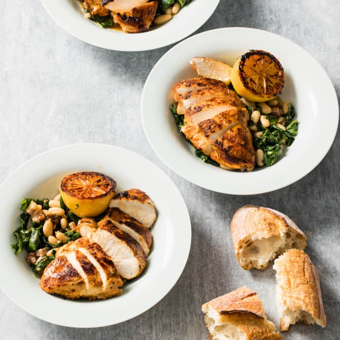 Paprika Chicken with Garlicky Greens and White Beans