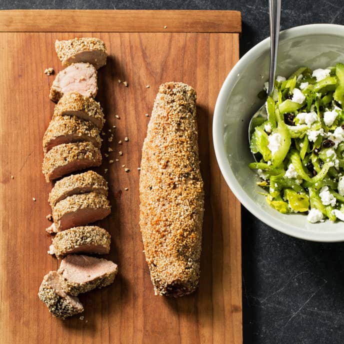 SesameCrusted Pork Tenderloin with Celery Salad America's Test