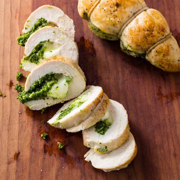 Mozzarella-and-Pesto-Stuffed Chicken Breasts for Two