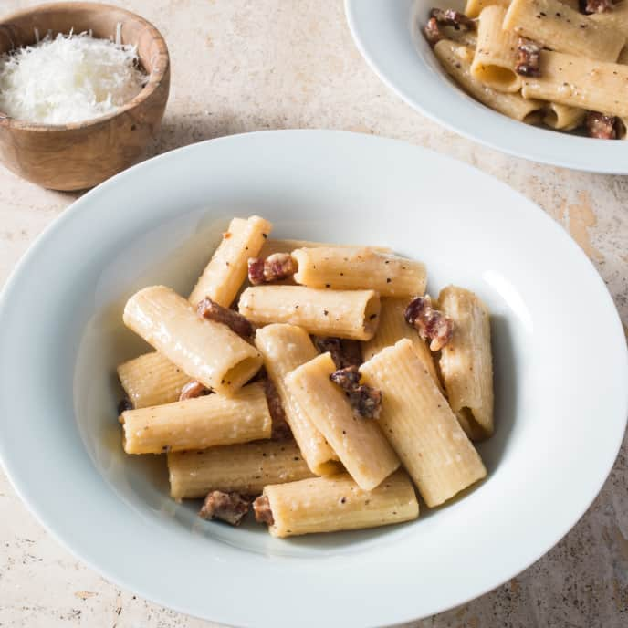 Pasta alla Gricia (Rigatoni with Pancetta and Pecorino Romano) for Two