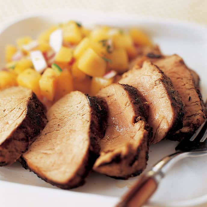 Grilled Pork Tenderloin with Peach Salsa America's Test Kitchen Recipe