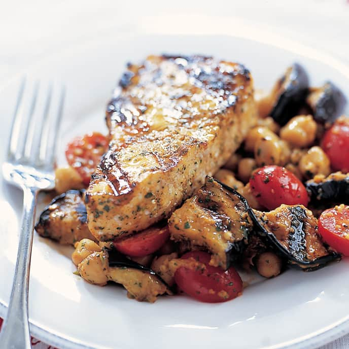 Grilled Swordfish with Eggplant Salad