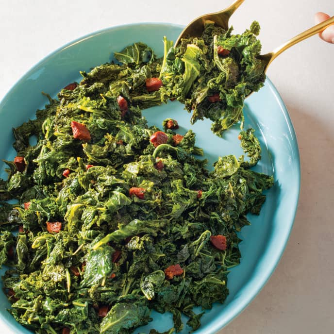 PanSteamed Kale with Chorizo Cook's Illustrated Recipe
