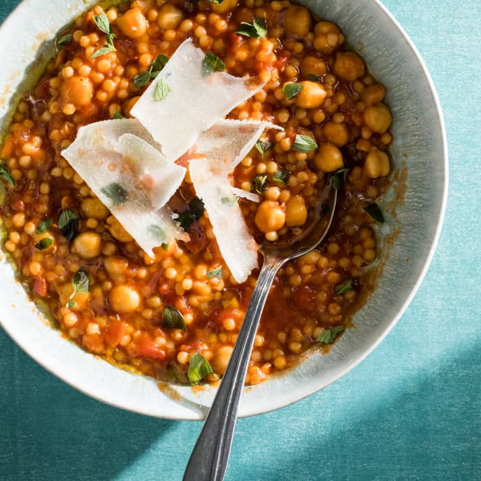 Pearl Couscous with Tomatoes and Chickpeas