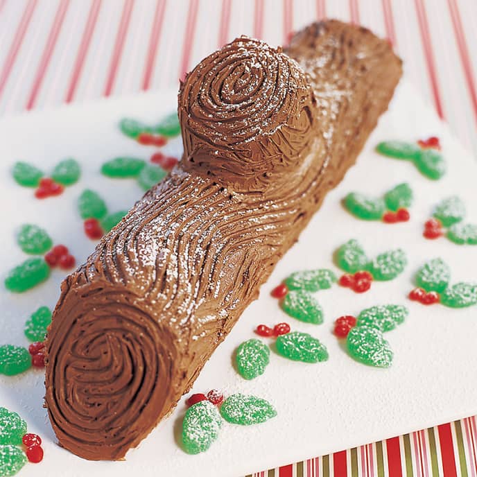 Icebox Peppermint Yule Log Cake