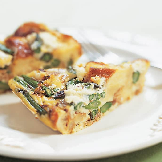 Skillet Strata with Asparagus and Boursin