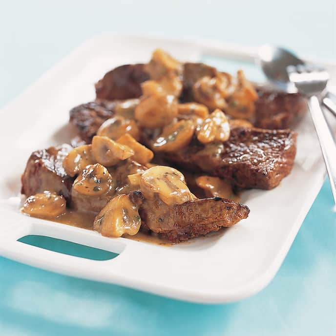Steak Tips with Mushrooms, Garlic, and Thyme | America's Test Kitchen