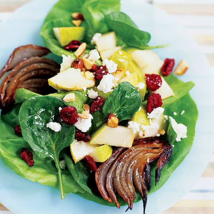 Roasted Red Onion and Pear Salad