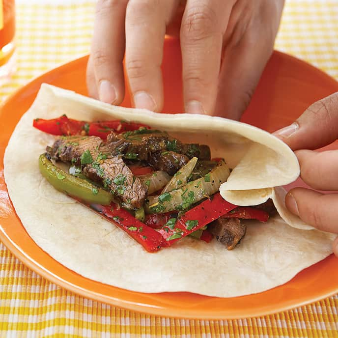 Skirt Steak Fajitas on a Charcoal Grill