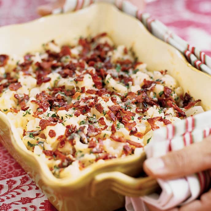 Creamy Cauliflower Casserole with Bacon and Cheddar