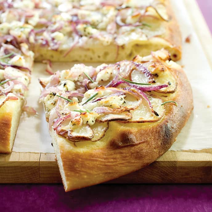 Potato and Onion Pizza with Rosemary and Goat Cheese