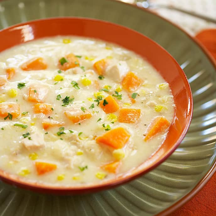 Chicken and Corn Chowder with Sweet Potatoes | Cook's Country