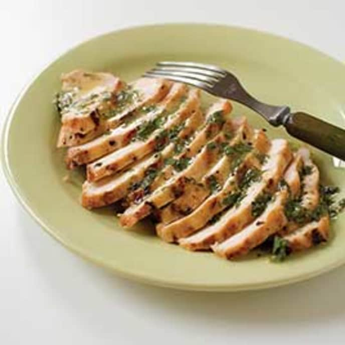 Grilled Orange-Tarragon Chicken Breasts on a Charcoal Grill