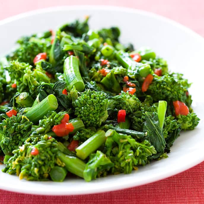 Sauteed Broccoli Rabe with Roasted Red Peppers