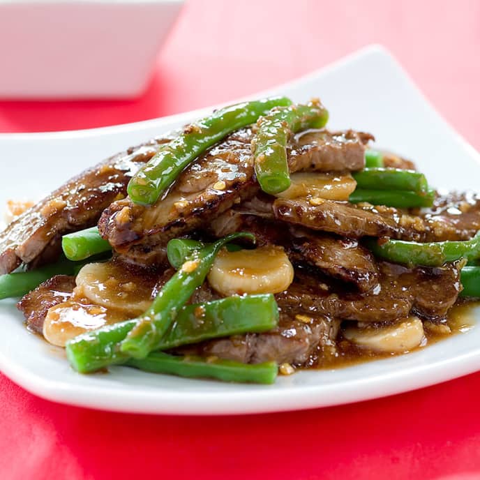 Stir-Fried Beef with Green Beans and Water Chestnuts