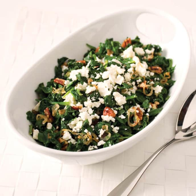 Sauteed Spinach with Pecans and Feta