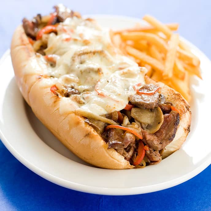 Steak Hoagies with Mushrooms, Onions, and Peppers