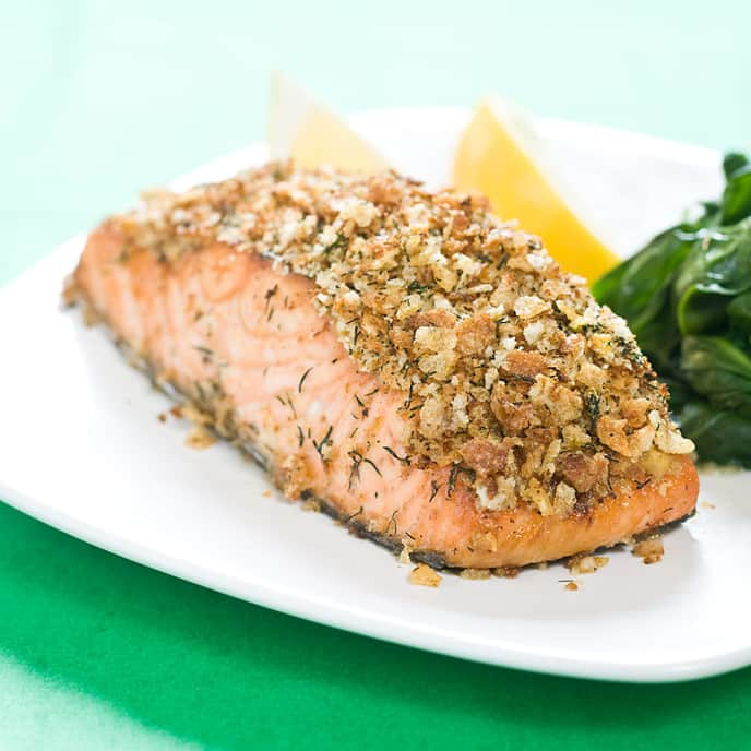 Broiled Salmon with Potato Crust