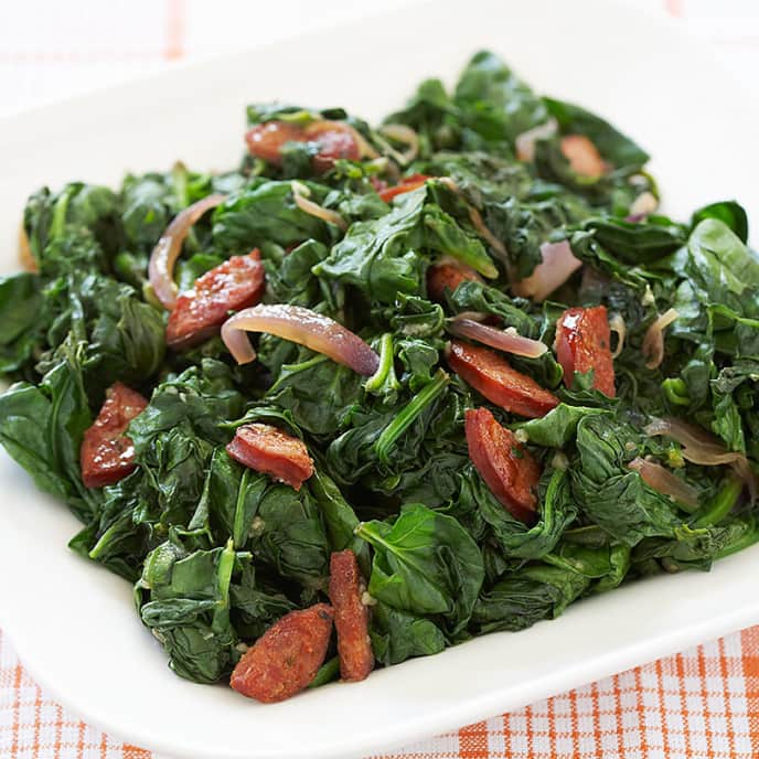 Garlicky Greens with Andouille and Onion Cook's Country Recipe