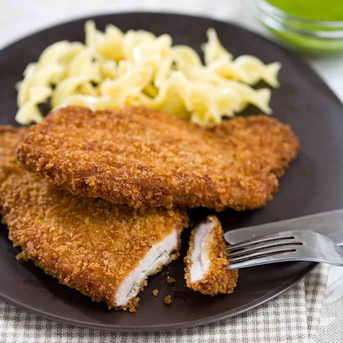 Crispy Breaded Pork Chops with Parsley-Caper Sauce