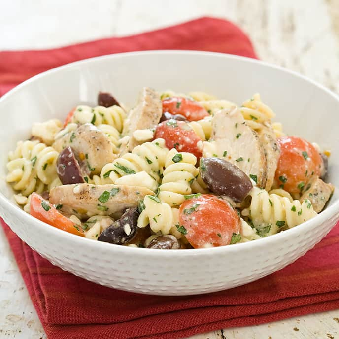 Pasta with Chicken, Tomatoes, and Feta