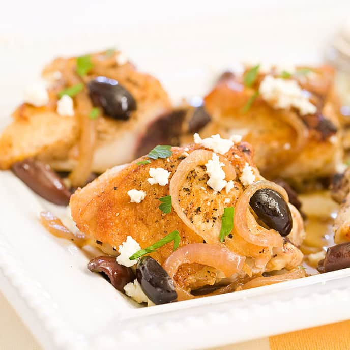 Pan-Seared Chicken Breasts with Olives and Feta