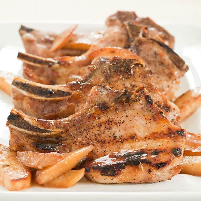 Grilled Apple-Glazed Pork Chops