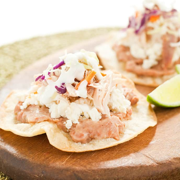 Chicken Tostadas with Spicy Cabbage Slaw