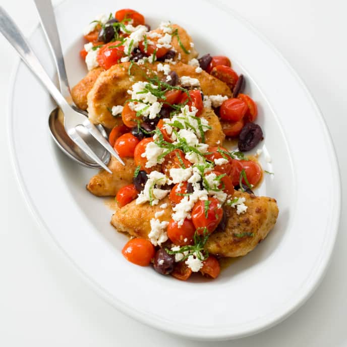 Sautéed Chicken with Cherry Tomatoes, Olives, Feta, and Mint America