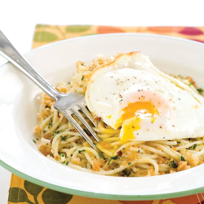 SalernoStyle Spaghetti with Fried Eggs and Bread Crumbs America's