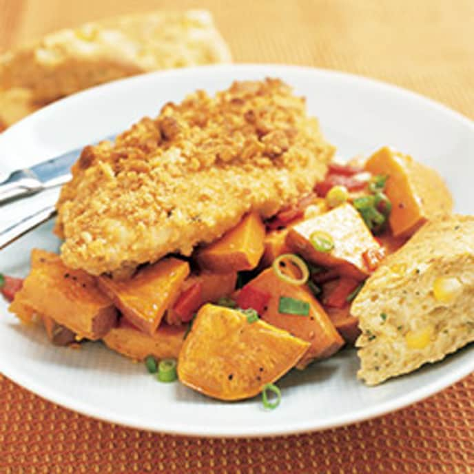 Oven-Fried Chicken and Roasted Sweet Potato Salad