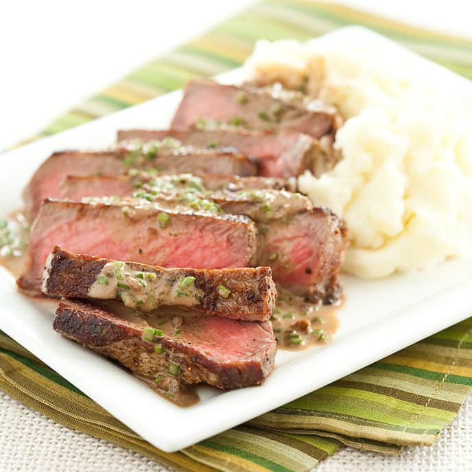 Strip Steaks with Balsamic Cream Sauce