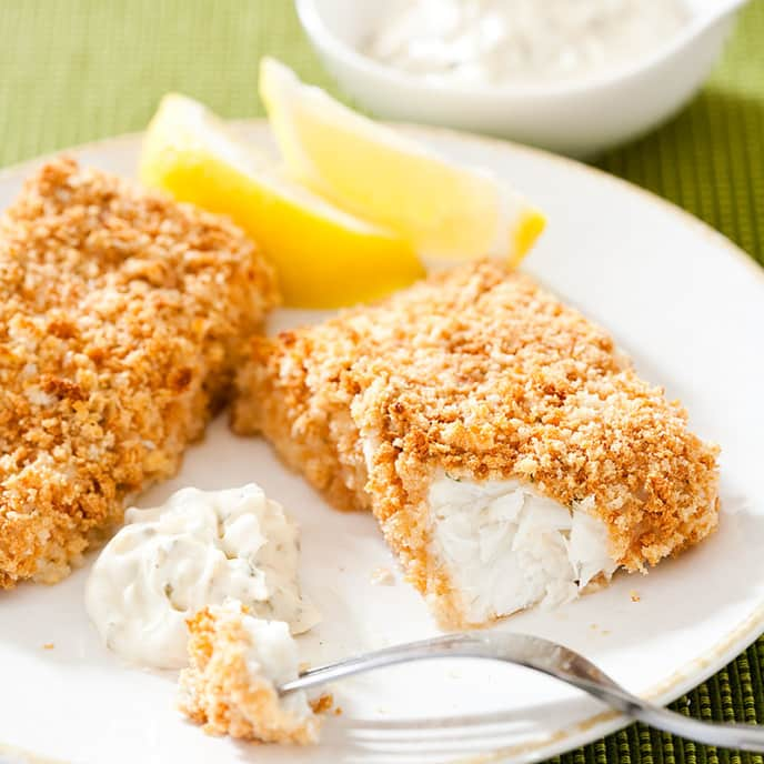 Reduced-Fat Oven-Fried Fish with Tartar Sauce