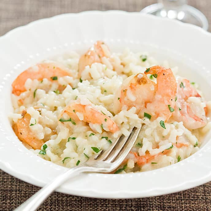 Quick Risotto with Garlic Shrimp