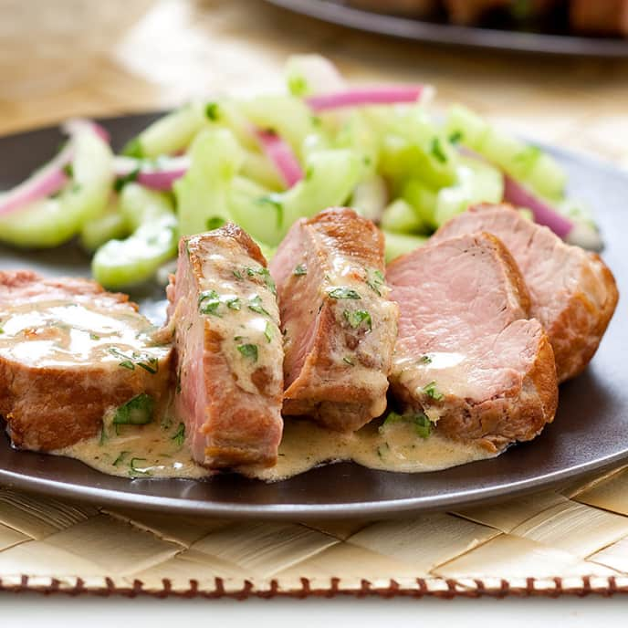 Thai Pork Tenderloin with Cucumber Salad